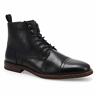 Men's  Captain Leather Lace Up Casual Boot - Black
