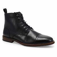 Men's  Captain Leather Lace Up Casual Boot - Black