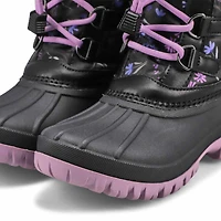 Girls' Charm Pull On Waterproof Winter Boot - Blac