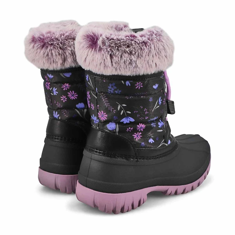 Girls' Charm Pull On Waterproof Winter Boot - Blac