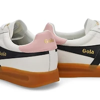 Women's Stadia Leather Lace Up Sneaker - White/Bla