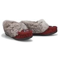 Women's  Cute 5 Rabbit Fur SoftMocs - Turqoise
