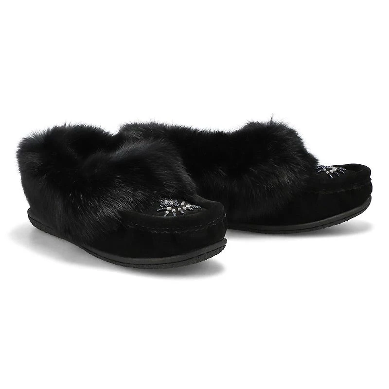 Women's  Cute 5 Rabbit Fur SoftMocs - Turqoise