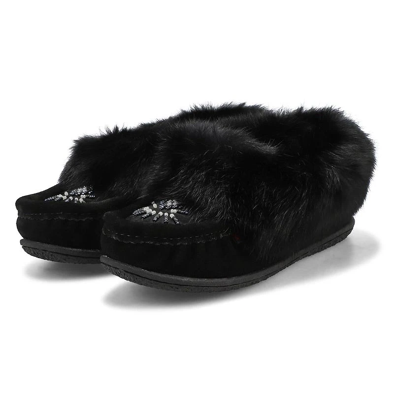 Women's  Cute 5 Rabbit Fur SoftMocs - Turqoise