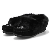 Women's  Cute 5 Rabbit Fur SoftMocs - Turqoise