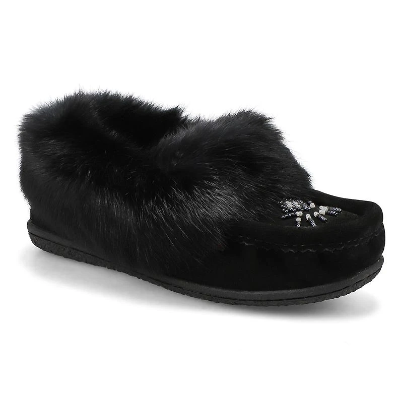 Women's  Cute 5 Rabbit Fur SoftMocs - Turqoise