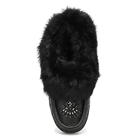 Women's Cute 5 Leather Rabbit Fur SoftMocs - White