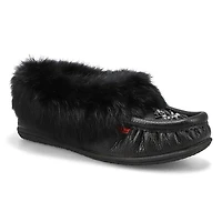 Women's Cute 5 Leather Rabbit Fur SoftMocs - White