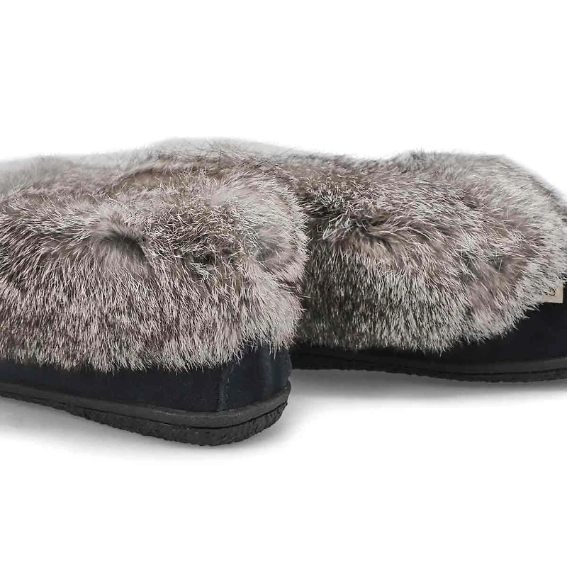 Women's Cute 5 Rabbit Fur SoftMocs - Burgundy