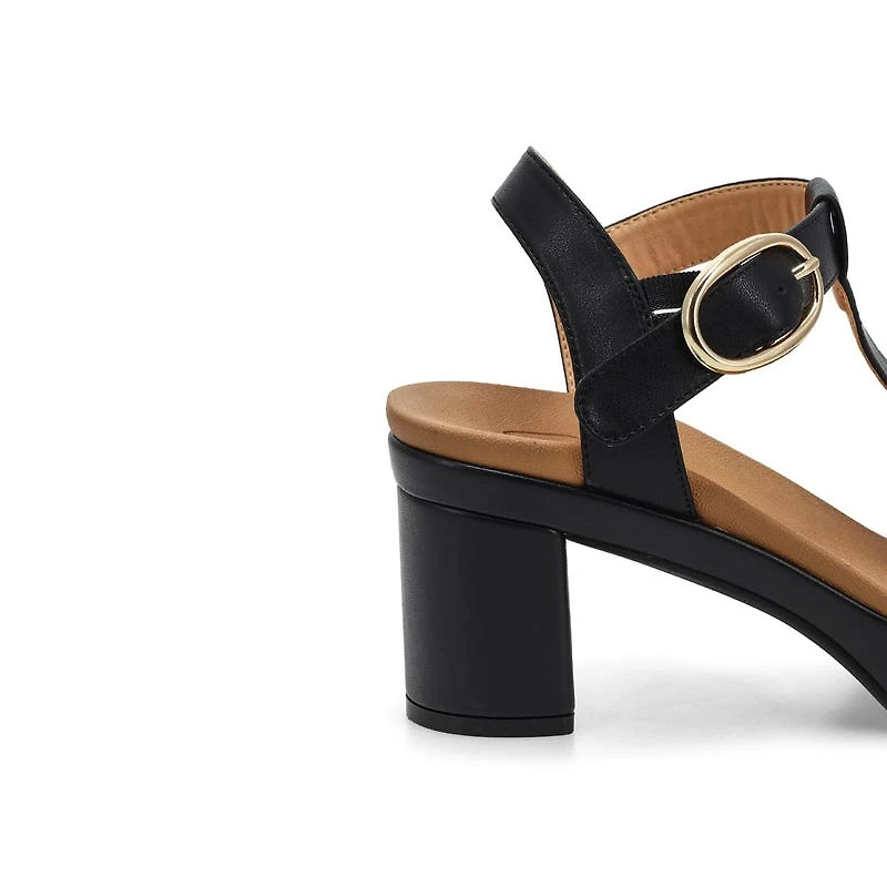 Women's Demi Leather T-Strap Dress Sandal - Black