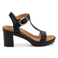 Women's Demi Leather T-Strap Dress Sandal - Black
