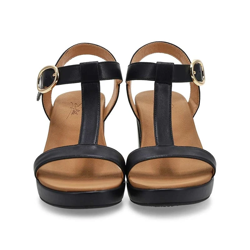 Women's Demi Leather T-Strap Dress Sandal - Black