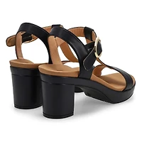 Women's Demi Leather T-Strap Dress Sandal - Black