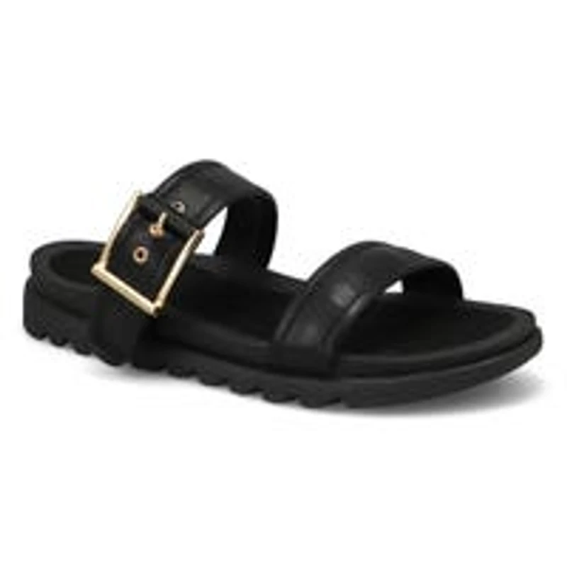 Women's Dyana 2 Strap Single Buckle Leather Sanda