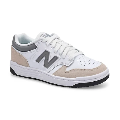 Kids' 480 Lace Up Sneaker - White/Light Blue