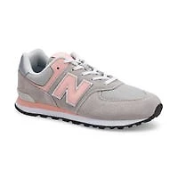 Baskets  lacets 574, gris/rose, filles