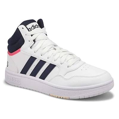 Baskets à lacets HOOPS 3.0 MID, blanc/encre/rose,