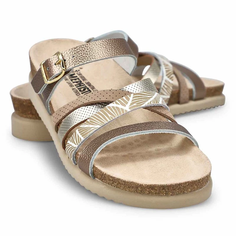 Womens Huleda Footbed Strappy Slide Sandal - Plati