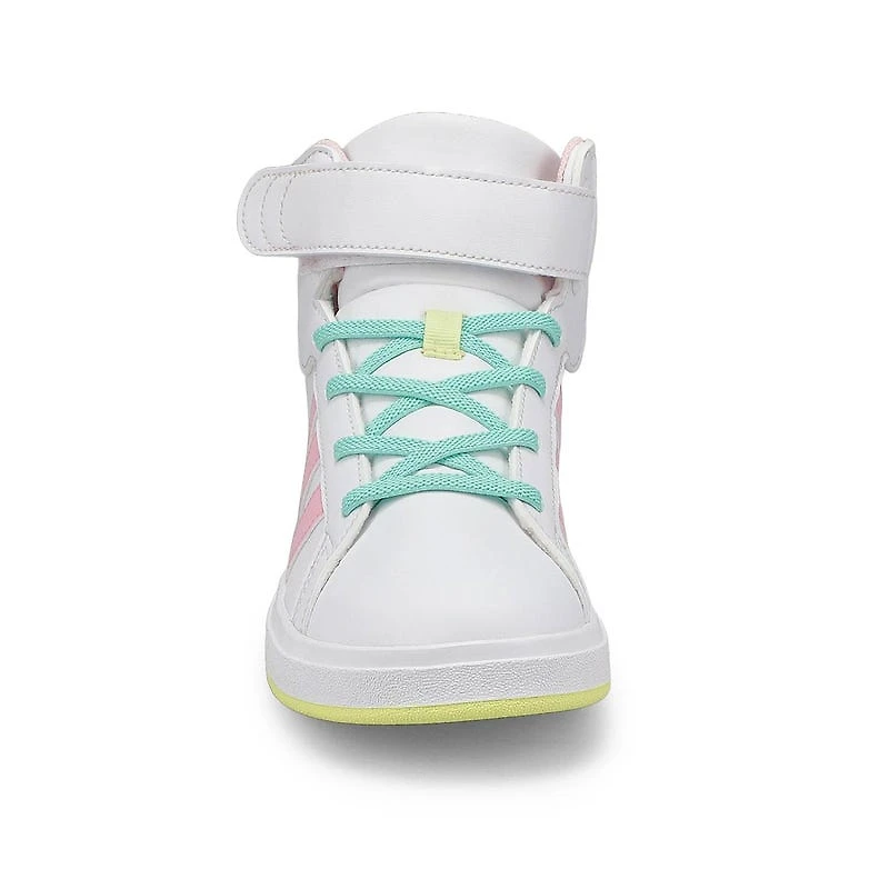 Girls'  Grand Court Mid K Sneaker - White/Pink/Yel