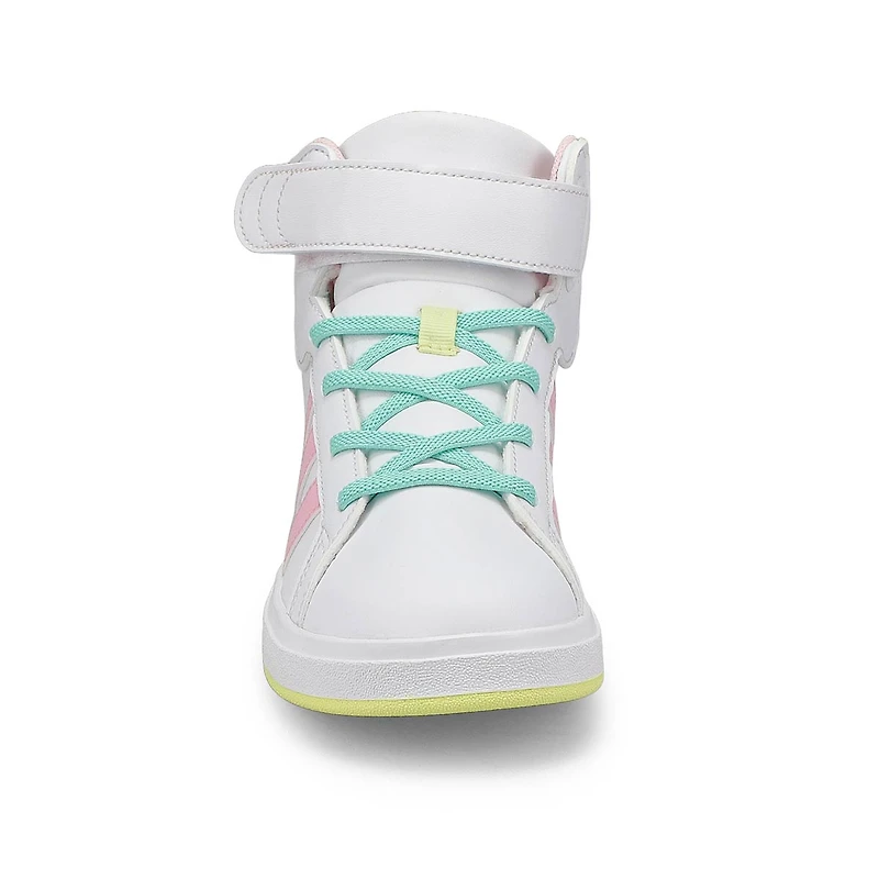 Baskets GRAND COURT MID K, blanc/rose/jaune, fille