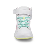 Baskets GRAND COURT MID K, blanc/rose/jaune, fille