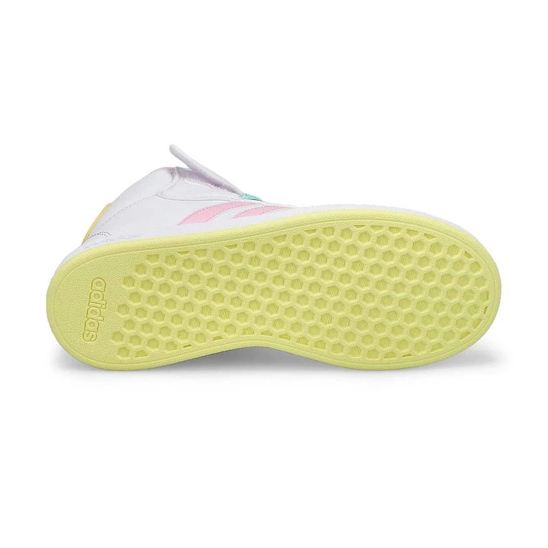 Girls'  Grand Court Mid K Sneaker - White/Pink/Yel