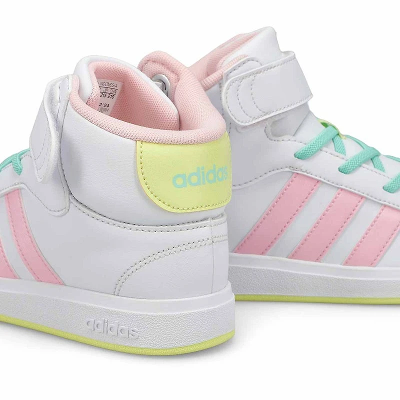 Girls'  Grand Court Mid K Sneaker - White/Pink/Yel