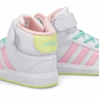 Baskets GRAND COURT MID K, blanc/rose/jaune, fille