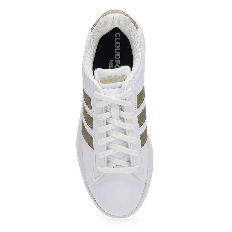 Baskets  lacets GRAND COURT 3.0, blanc/mtallique