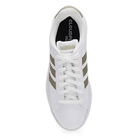 Baskets  lacets GRAND COURT 3.0, blanc/mtallique