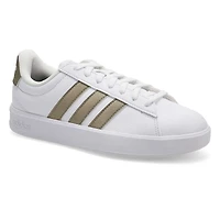 Baskets  lacets GRAND COURT 3.0, blanc/mtallique