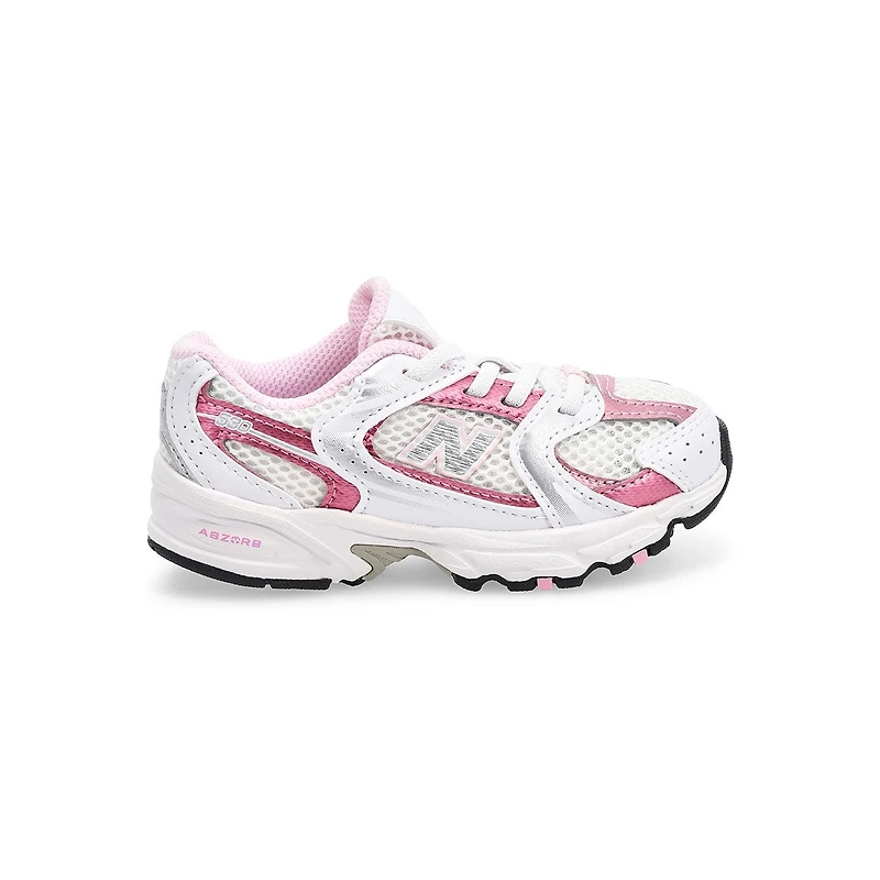 Infants'  530 Bungee Slip On Sneaker - White/Pink