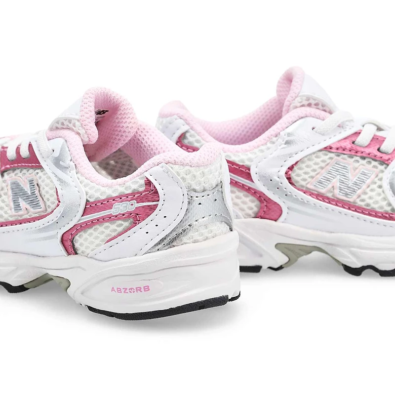 Infants'  530 Bungee Slip On Sneaker - White/Pink
