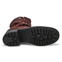 Women's Kassia Mid Calf Combat Boot -Wine