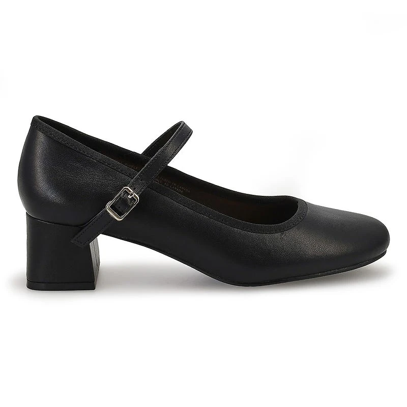 Mary Jane habille en cuir lisse KATE, noir, femme