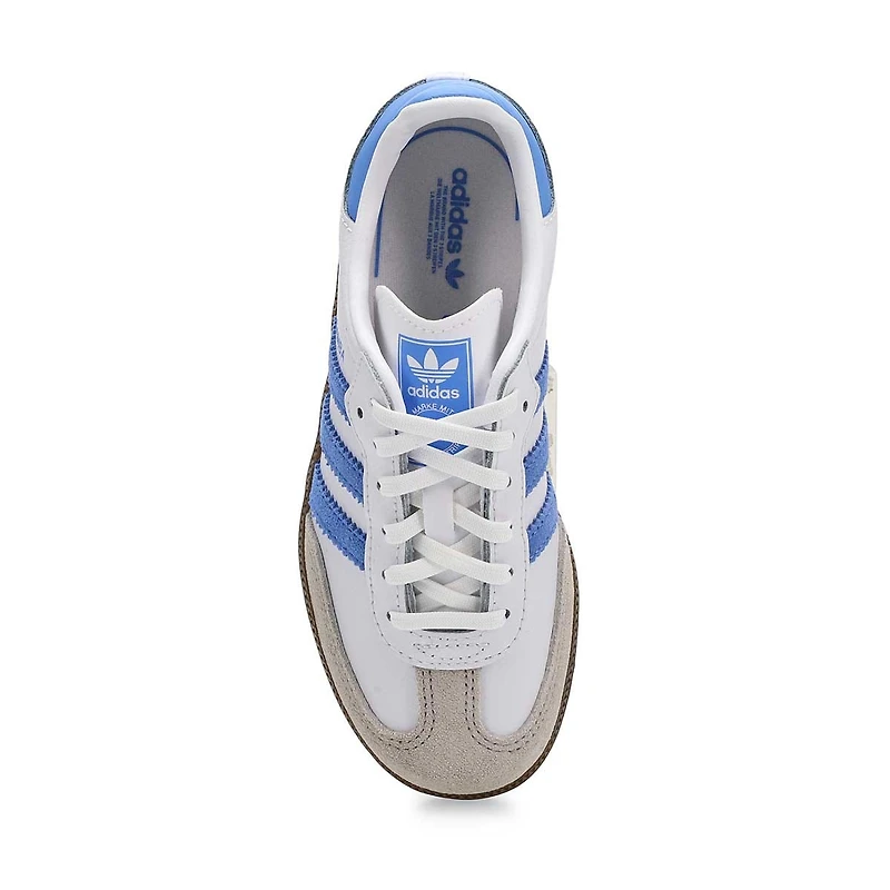 Kids' Samba OG C Lace Up Sneaker - White/Blue Fus