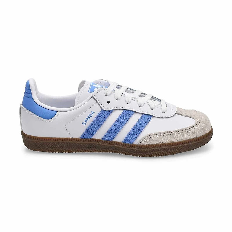 Kids' Samba OG C Lace Up Sneaker - White/Blue Fus