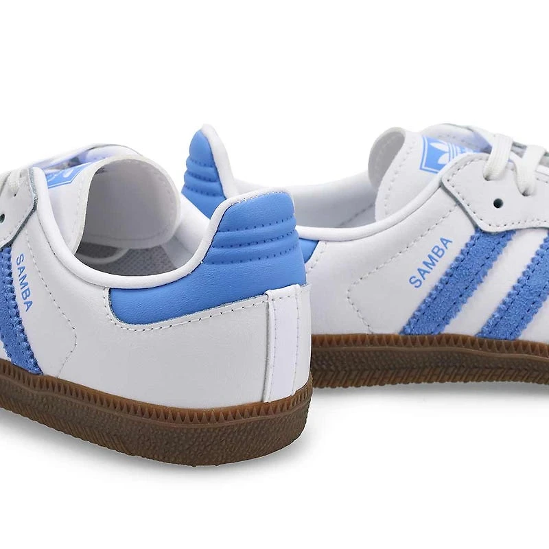 Kids' Samba OG C Lace Up Sneaker - White/Blue Fus