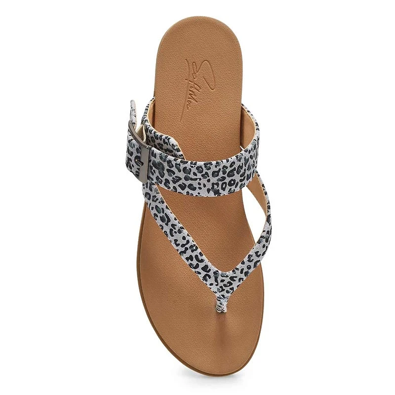 Women's Lacey Casual Thong Sandal - Grey/Black