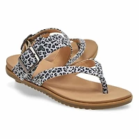Women's Lacey Casual Thong Sandal - Grey/Black
