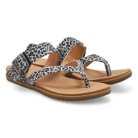 Women's Lacey Casual Thong Sandal - Grey/Black