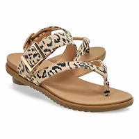 Women's Lacey Casual Thong Sandal - Grey/Black