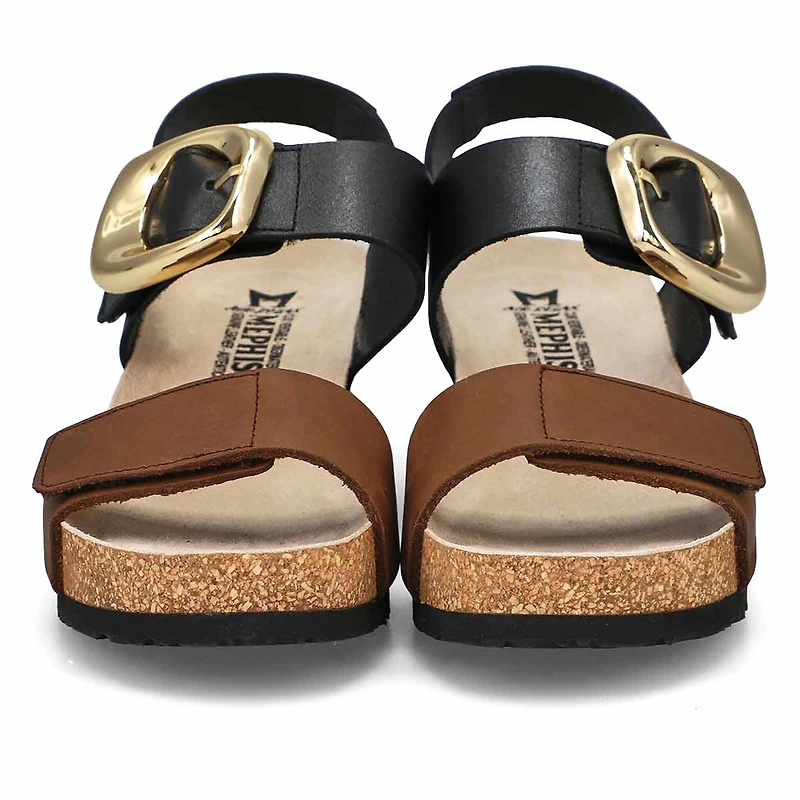 Sandale compensée à lit de pied LEANDRE, brun fonc