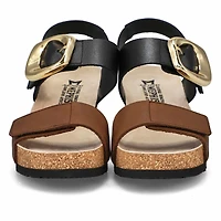 Sandale compensée à lit de pied LEANDRE, brun fonc