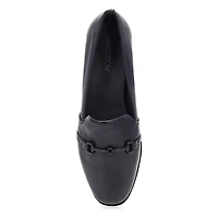 Women's  Peyton Bit Leather Slip On Flat - Black