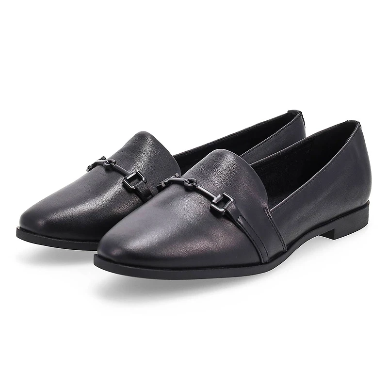 Women's  Peyton Bit Leather Slip On Flat - Black