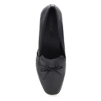 Women's Peyton Bow Leather Slip-On Flat - Black