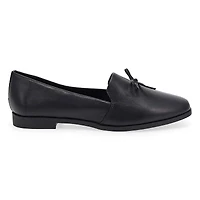 Women's Peyton Bow Leather Slip-On Flat - Black