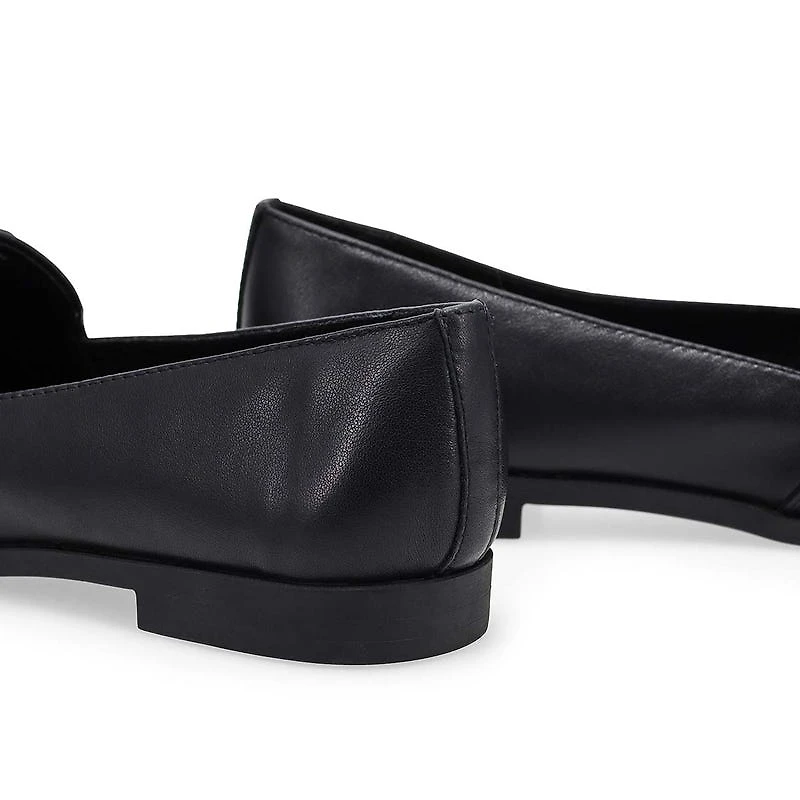 Women's Peyton Bow Leather Slip-On Flat - Black