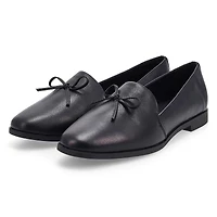 Women's Peyton Bow Leather Slip-On Flat - Black